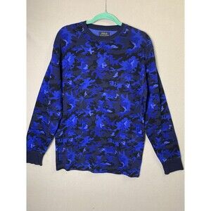 Polo Ralph Lauren Shirt Mens Size Large Blue Camo Thermal Waffle Base Layer